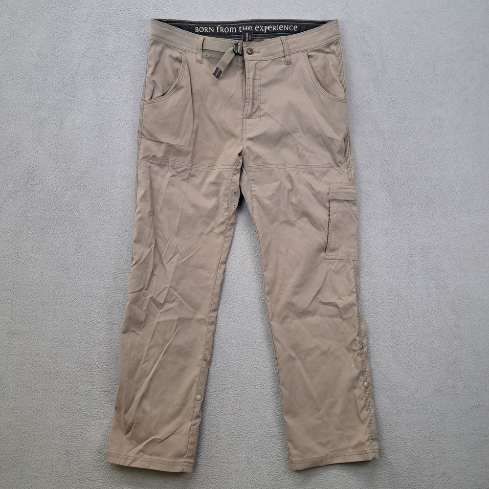 Prana Mens 34x30 Convertible Cargo Pants Outdoor Hiking Beige Snap Off